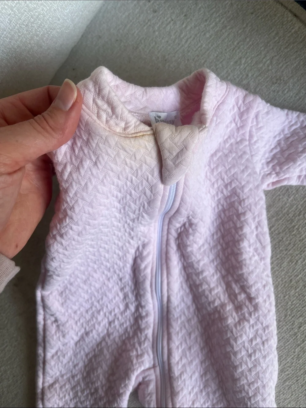 Kissy Kissy Pink Quilted Baby One-Piece Zipper Footed Romper